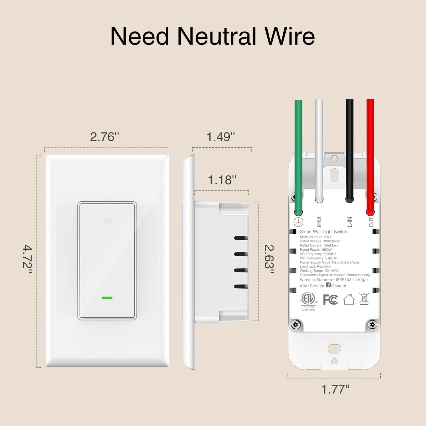 Smart Light Switch GHomeSmart® SW5 - GHome Smart Official