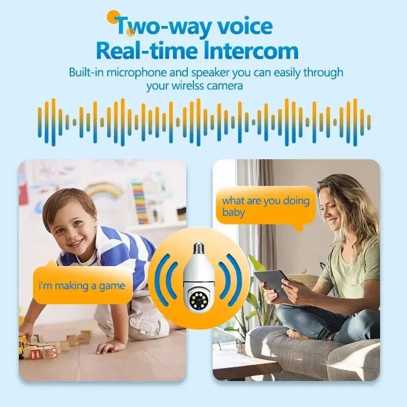 1080p Tuya WiFi PTZ Camera: E27 Bulb, Night Vision, Motion Detection, Smart Home CCTV GHomeSmart® CBE - GHome Smart Official