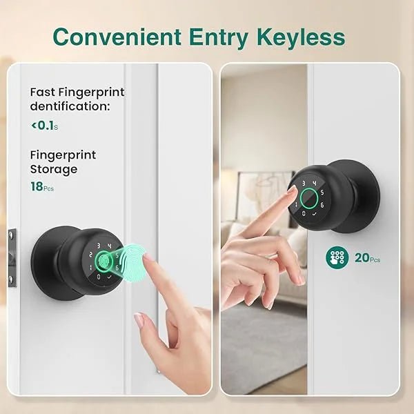4 - in - 1 Smart Fingerprint Door Knob with Keypad, Biometric & App Control, Keyless Entry for Home GHomeSmart® K10PRO - GHome Smart Official
