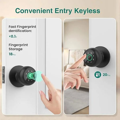 4 - in - 1 Smart Fingerprint Door Knob with Keypad, Biometric & App Control, Keyless Entry for Home GHomeSmart® K10PRO - GHome Smart Official