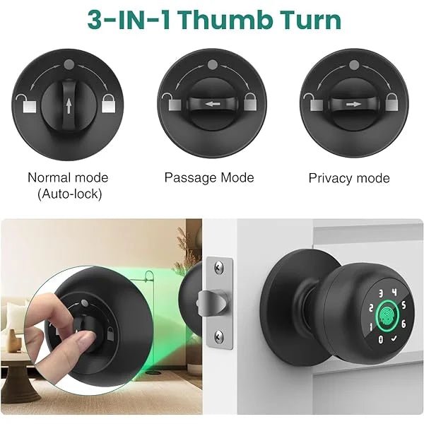4 - in - 1 Smart Fingerprint Door Knob with Keypad, Biometric & App Control, Keyless Entry for Home GHomeSmart® K10PRO - GHome Smart Official