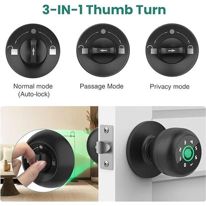 4 - in - 1 Smart Fingerprint Door Knob with Keypad, Biometric & App Control, Keyless Entry for Home GHomeSmart® K10PRO - GHome Smart Official