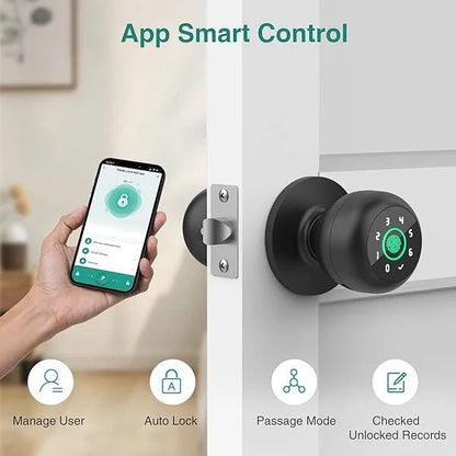 4 - in - 1 Smart Fingerprint Door Knob with Keypad, Biometric & App Control, Keyless Entry for Home GHomeSmart® K10PRO - GHome Smart Official
