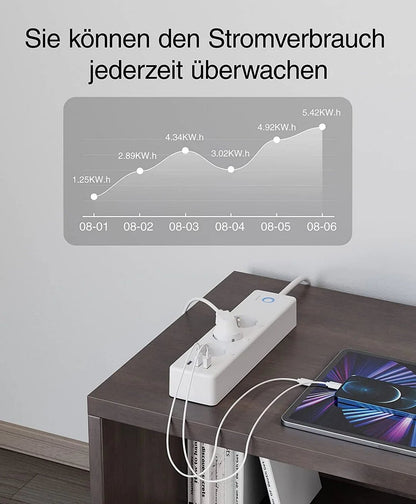 WLAN 3-fach Steckdosenleiste mit 3x USB,16A,1.5m GHomeSmart® P1-1 - GHome Smart Official